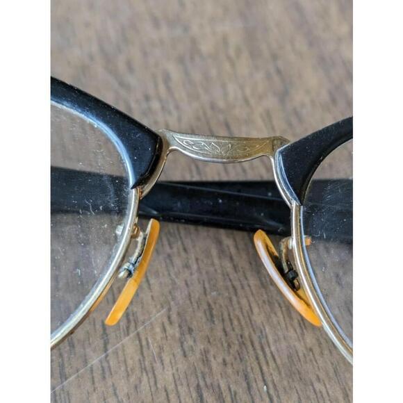 Vintage Cat Eye Bausch & Lomb Eyeglasses Black B&L Gold Filled Granny Bifocals - Picture 11 of 16